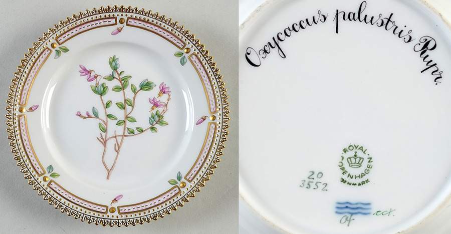 Flora Danica (1961 To Current) Bread & Butter Plate-Cxycoccus palustris Ruyr by Royal Copenhagen-1