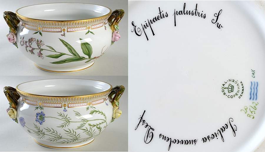 Flora Danica (1961 To Current) 3 Qt Tureen No Lid-Eipiaetis palustris, Seabiosa s by Royal Copenhagen-1