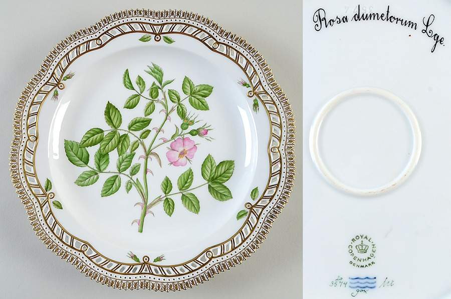 Flora Danica (1961 To Current) 11" Round Pierced Platter-Rosa Dumetorum Lge by Royal Copenhagen-1