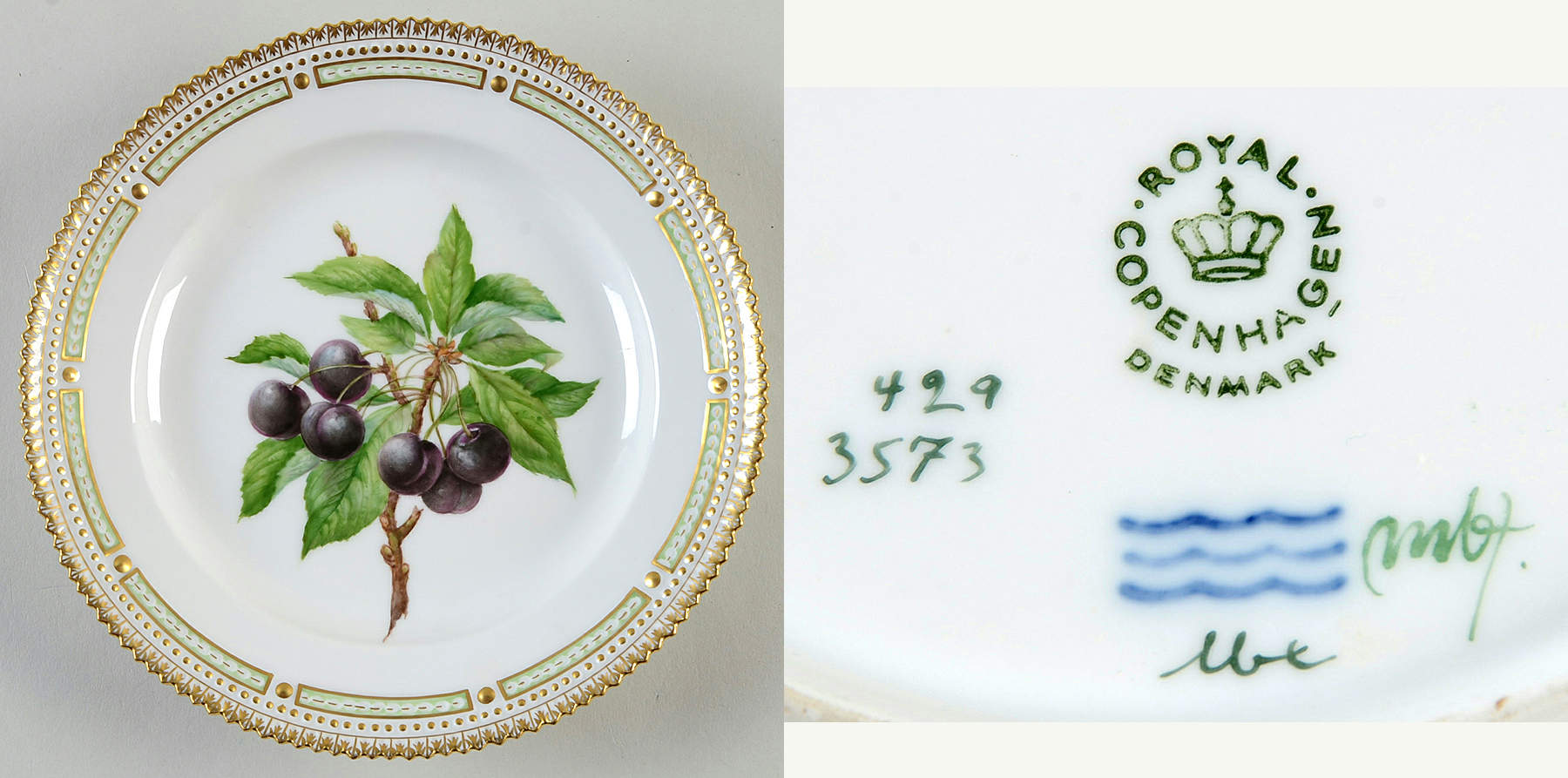 Flora Danica (1961 To Current) Salad/Fruit Plate-Black Cherry by Royal Copenhagen-1
