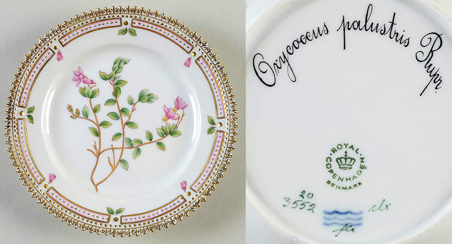 Flora Danica (1961 To Current) Bread & Butter Plate-Oxyecoccus palustris Rupr. by Royal Copenhagen-1