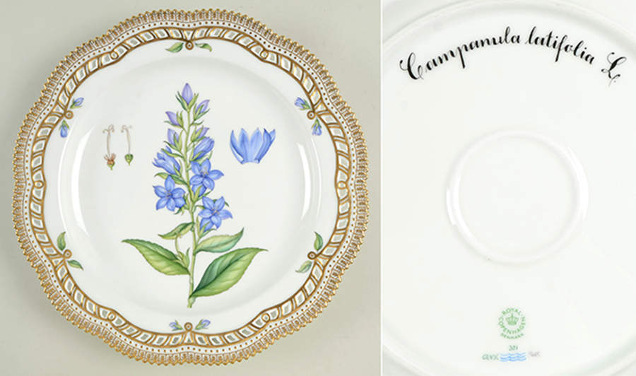 Flora Danica (1961 To Current) 11" Round Pierced Platter-Campanula latifolia L. by Royal Copenhagen-1