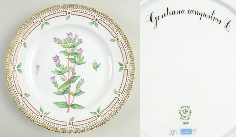 Flora Danica (1961 To Current) Dinner Plate-Gentiana campestris L. by Royal Copenhagen-1