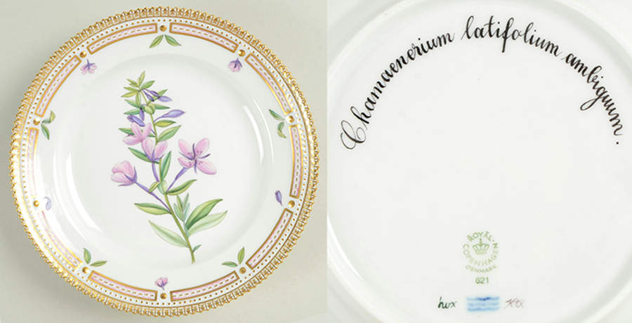 Flora Danica (1961 To Current) Salad Plate-Chamaenerium latifolium ambiguu by Royal Copenhagen-1