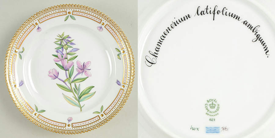 Flora Danica (1961 To Current) Salad Plate-Chamaenerium latifolium ambiguu by Royal Copenhagen-1