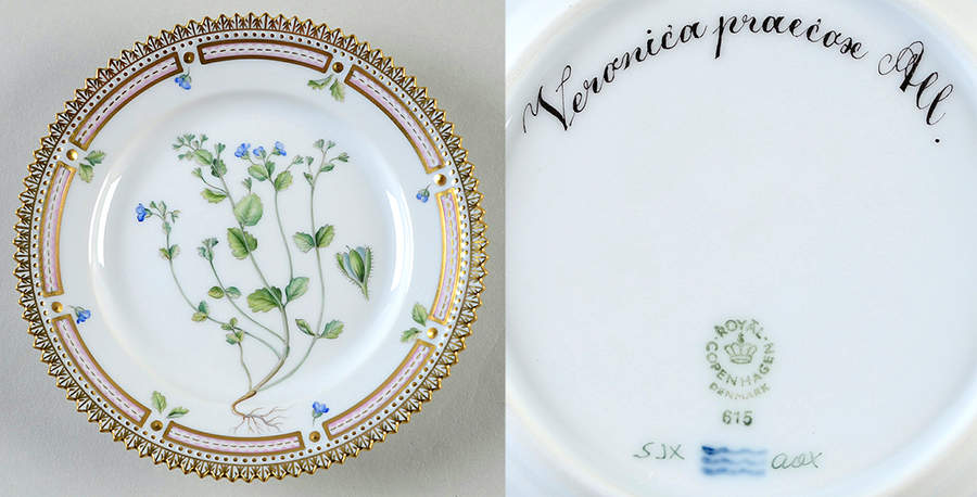Flora Danica (1961 To Current) Bread & Butter Plate-Veronica praecose All by Royal Copenhagen-1