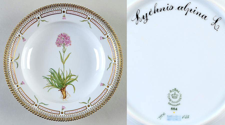 Flora Danica (1961 To Current) Rim Soup Bowl-Lychnis alpina L. by Royal Copenhagen-1