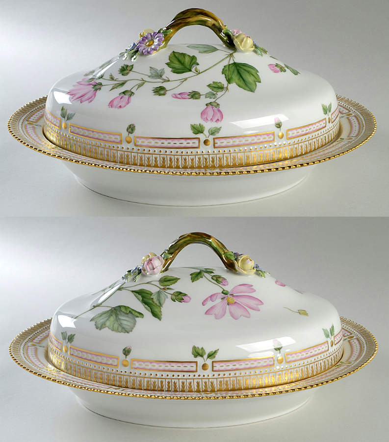 Flora Danica (1961 To Current) Oval Covered Vegetable-Lavatera thuringiaca L. by Royal Copenhagen-1