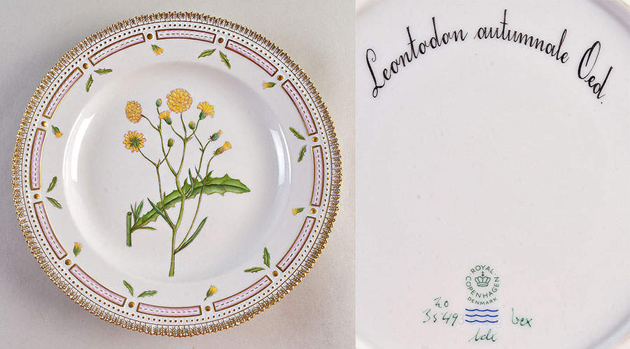 Flora Danica (1961 To Current) Dinner Plate-Leontodon autumnale Oed by Royal Copenhagen-1