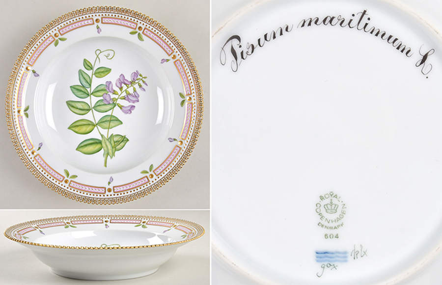 Flora Danica (1961 To Current) Rim Soup Bowl-Pisum maritiman L by Royal Copenhagen-1