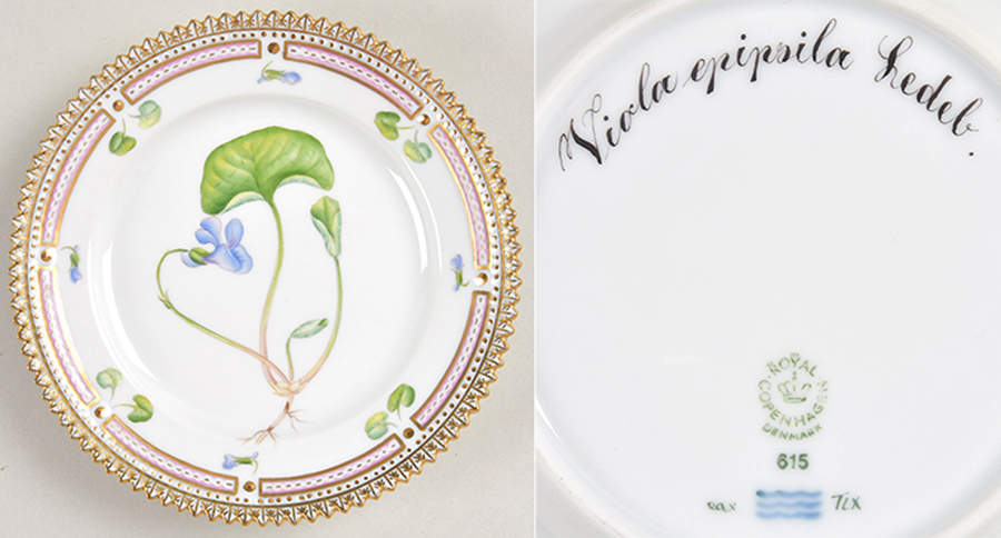 Flora Danica (1961 To Current) Bread & Butter Plate-Viola epipsila Ledeb by Royal Copenhagen-1