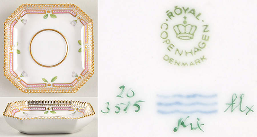 Flora Danica (1961 To Current) Saucer for 3514 Round Custard & Lid-No Decal by Royal Copenhagen-1
