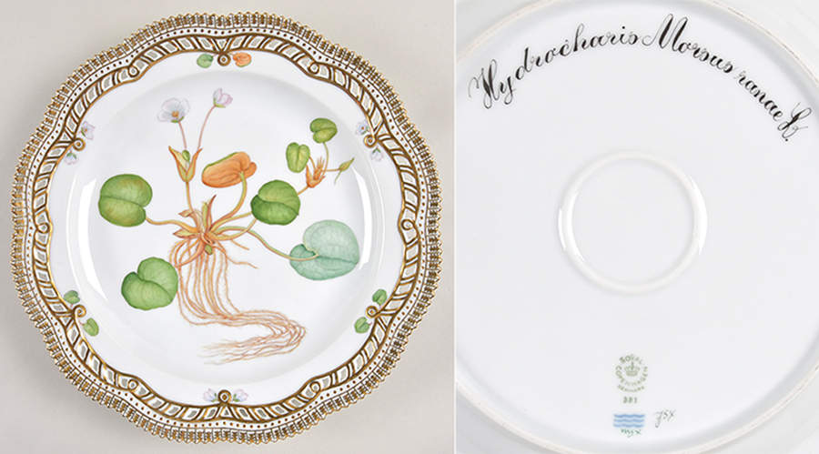Flora Danica (1961 To Current) 11" Round Pierced Platter-Hydrocharis Morsus ranae by Royal Copenhagen-1