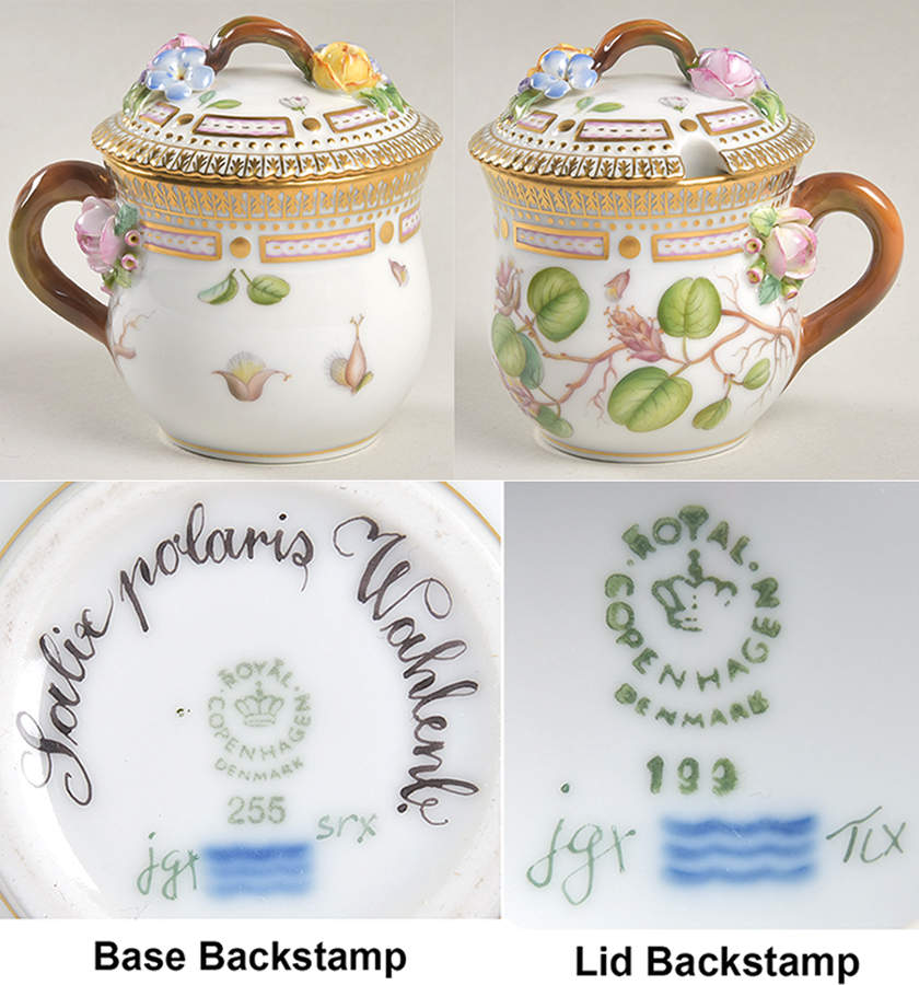 Flora Danica (1961 To Current) Mustard Pot & Lid-Salic polaris Wahlenb by Royal Copenhagen-1