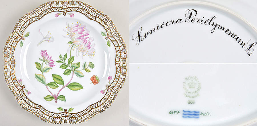 Flora Danica (1961 To Current) 11" Round Pierced Platter-Lunicera periclymenum L. by Royal Copenhagen-1