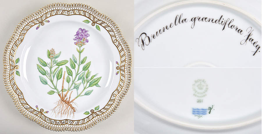 Flora Danica (1961 To Current) 11" Round Pierced Platter-Brunella grandiflora Fac by Royal Copenhagen-1