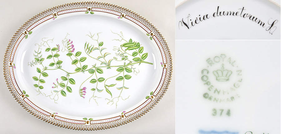Flora Danica (1961 To Current) 18" Oval Serving Platter-Vicia dumetorum L. by Royal Copenhagen-1