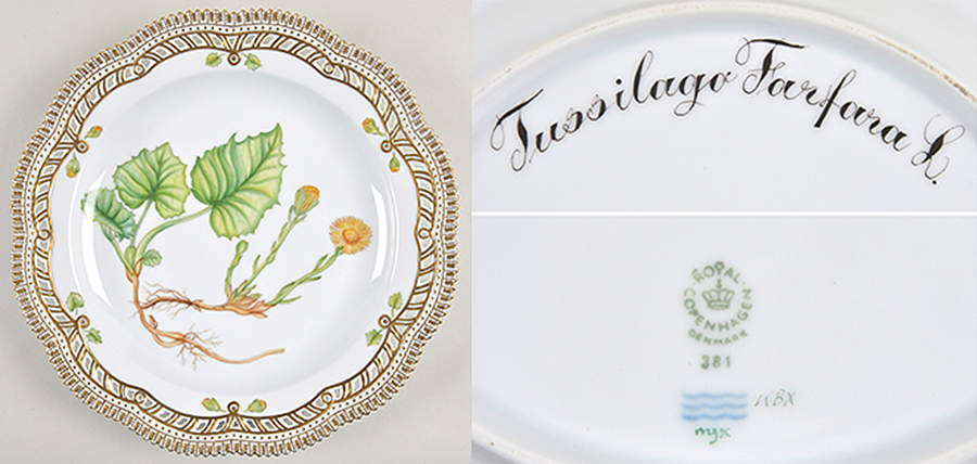 Flora Danica (1961 To Current) 11" Round Pierced Platter-Tussilago farfara L. by Royal Copenhagen-1