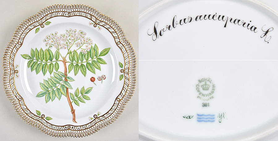 Flora Danica (1961 To Current) 11" Round Pierced Platter-Sorbus Aucuparia L. by Royal Copenhagen-1