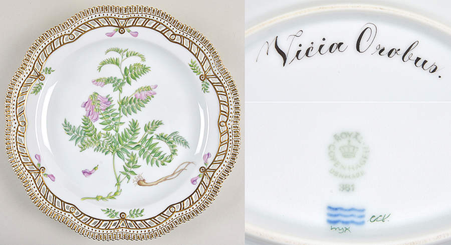 Flora Danica (1961 To Current) 11" Round Pierced Platter-Vicia Orobus by Royal Copenhagen-1