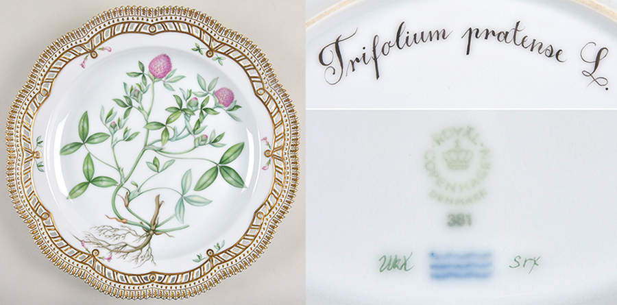 Flora Danica (1961 To Current) 11" Round Pierced Platter-Trifolium pratense L. by Royal Copenhagen-1