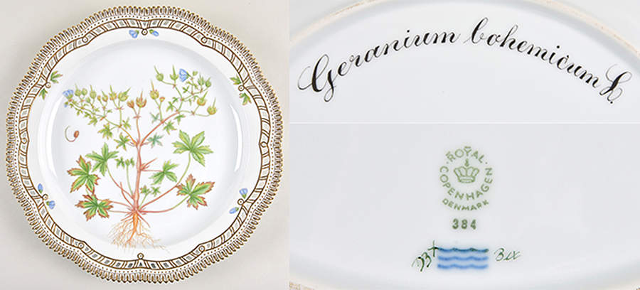 Flora Danica (1961 To Current) 14" Round Pierced Platter-Geranium bohemicum L. by Royal Copenhagen-1