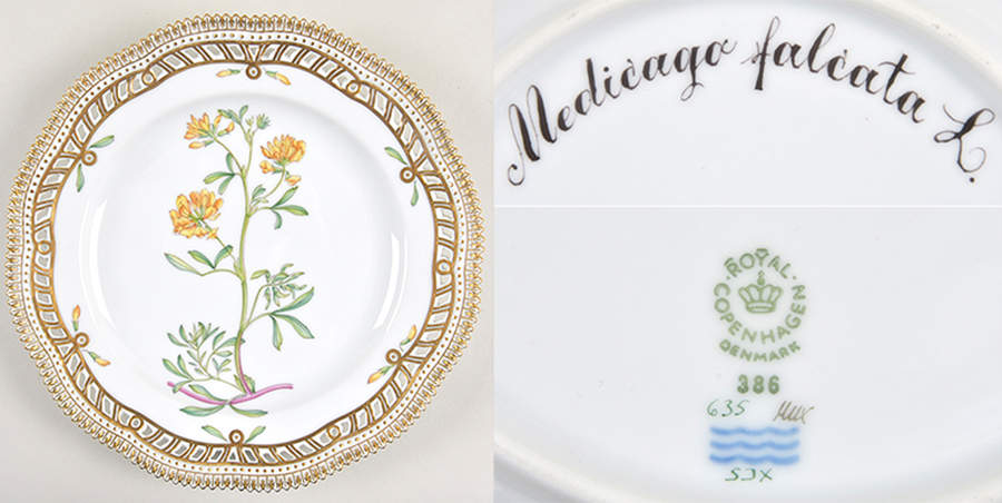 Flora Danica (1961 To Current) 9" Pierced Luncheon Plate/Fruit Std-Medicago falca by Royal Copenhagen-1