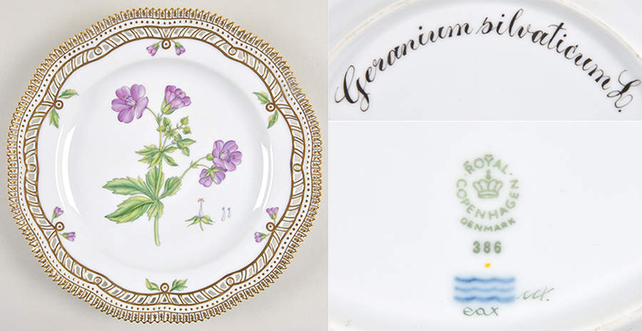 Flora Danica (1961 To Current) 9" Pierced Luncheon Plate/Fruit Std-Greanium silva by Royal Copenhagen-1