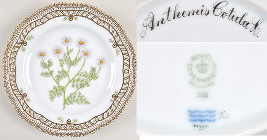 Flora Danica (1961 To Current) 9" Pierced Luncheon Plate/Fruit Std-Anthemis Cotul by Royal Copenhagen-1