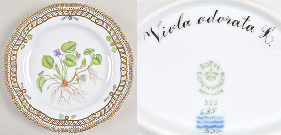 Flora Danica (1961 To Current) 9" Pierced Luncheon Plate/Fruit Std-viola odorata by Royal Copenhagen-1