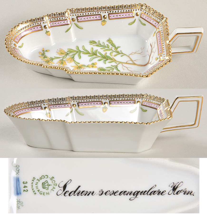 Flora Danica (1961 To Current) 6" Pickle/Accent Dish-Sedrum seseangulare Horn by Royal Copenhagen-1