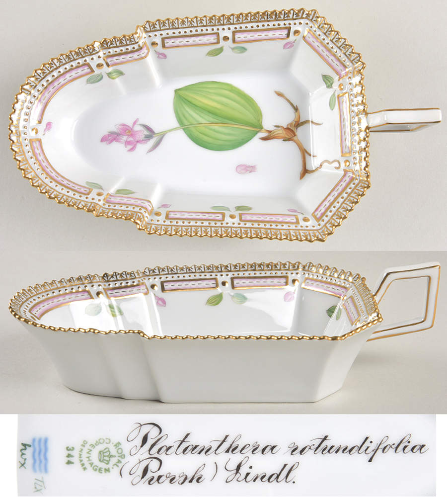 Flora Danica (1961 To Current) 8" Pickle/Accent Dish-Platanthera rotudifolia Purs by Royal Copenhagen-1