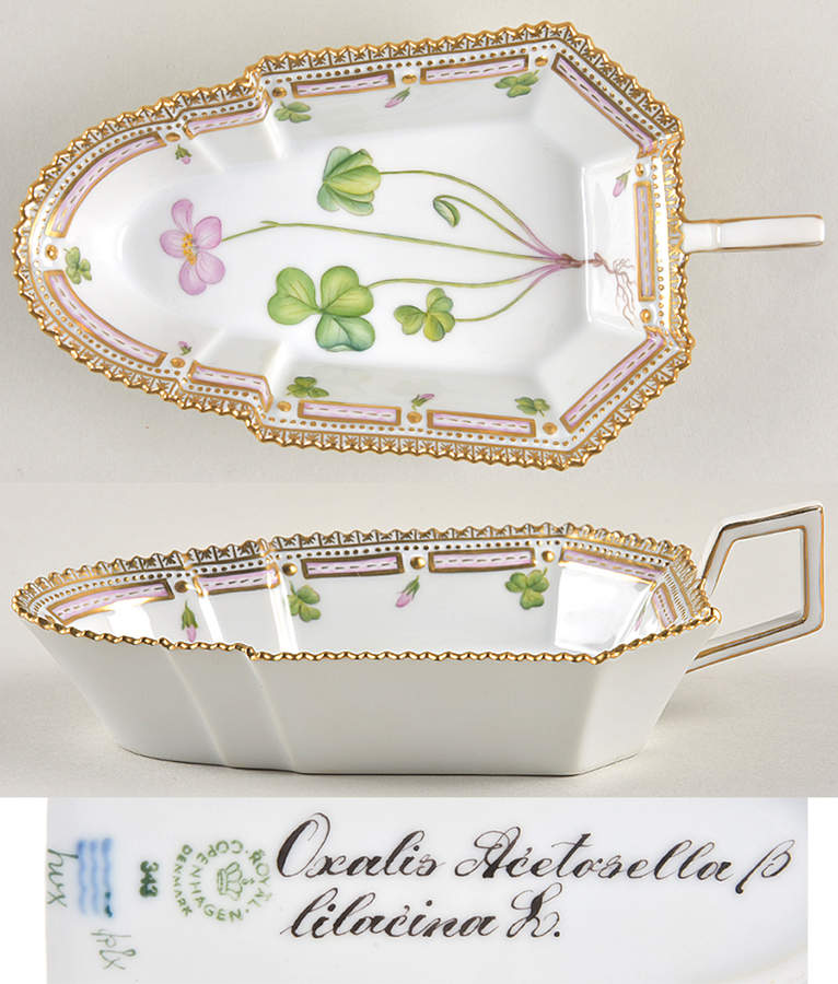 Flora Danica (1961 To Current) 7" Pickle/Accent Dish-Oxalis acetosella B. lilacin by Royal Copenhagen-1