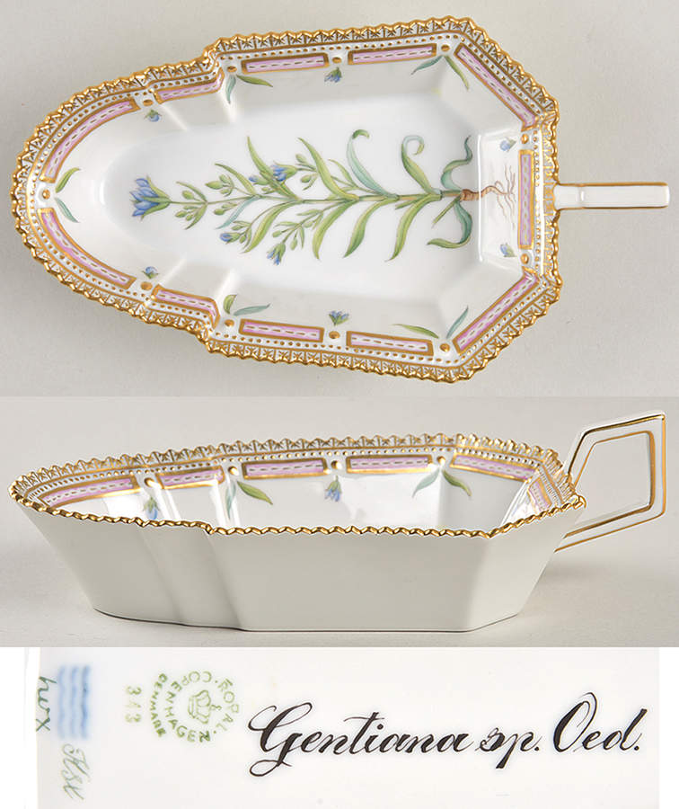 Flora Danica (1961 To Current) 7" Pickle/Accent Dish-Gentiana sp Oed. by Royal Copenhagen-1