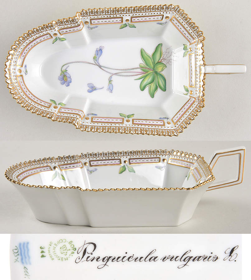 Flora Danica (1961 To Current) 8" Pickle/Accent Dish-Pinguicrela vulgaris L. by Royal Copenhagen-1