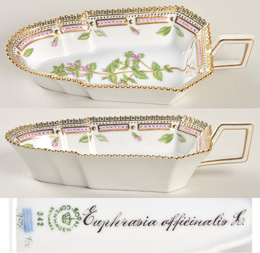 Flora Danica (1961 To Current) 6" Pickle/Accent Dish-Euphrasia officinalis L. by Royal Copenhagen-1