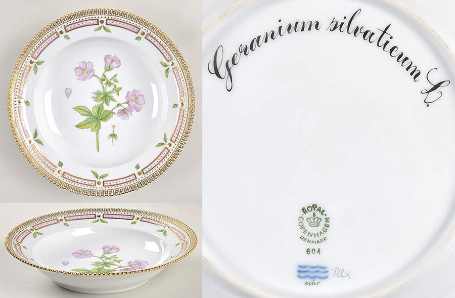 Flora Danica (1961 To Current) Rim Soup Bowl-Geranium silvaticum L. by Royal Copenhagen-1
