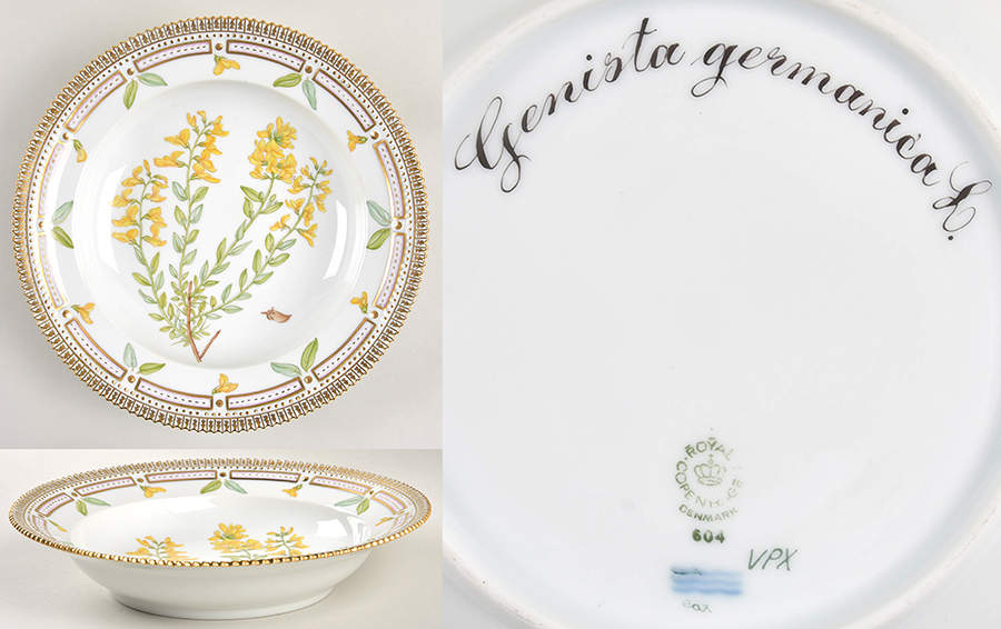 Flora Danica (1961 To Current) Rim Soup Bowl-Genista germanica L. by Royal Copenhagen-1