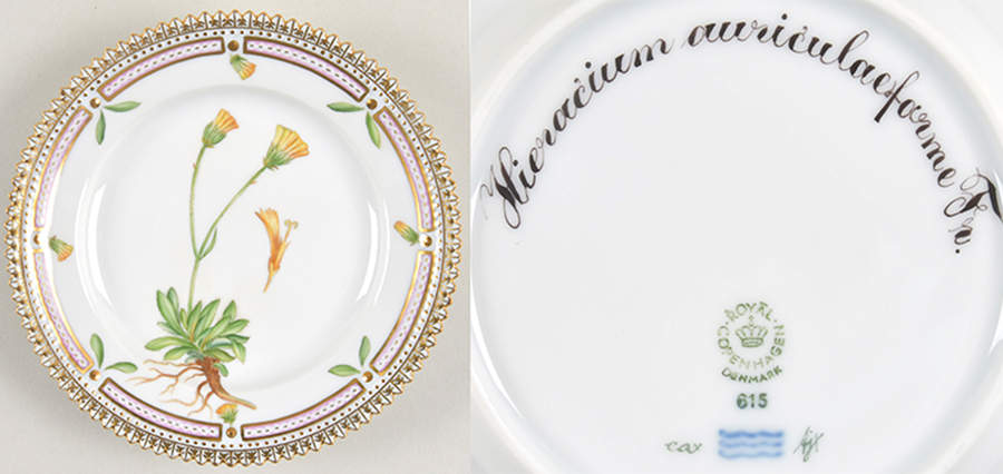 Flora Danica (1961 To Current) Bread & Butter Plate-Hieracium auriculacforme F, by Royal Copenhagen-1