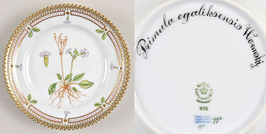 Flora Danica (1961 To Current) Bread & Butter Plate-Primula egaliksensis Wormskj by Royal Copenhagen-1