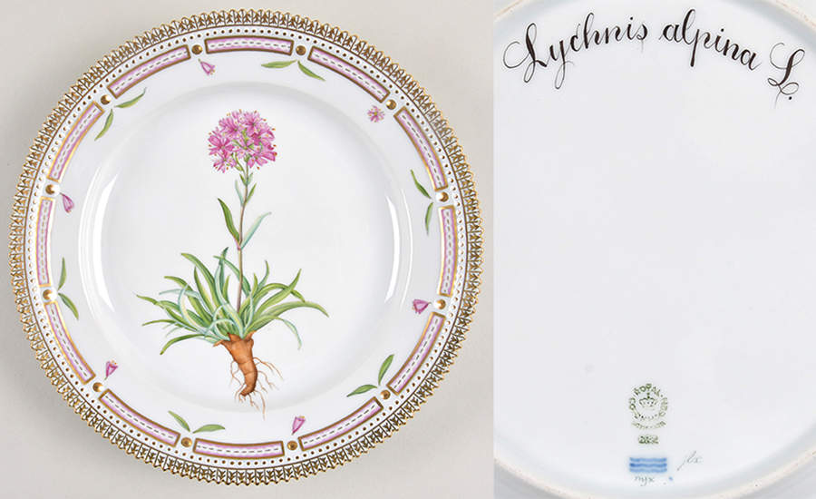Flora Danica (1961 To Current) Luncheon Plate-Lychnis alpina L by Royal Copenhagen-1