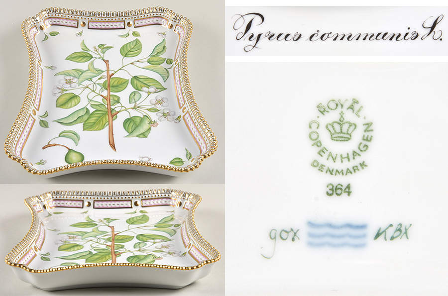 Flora Danica (1961 To Current) 11" Rectangular Tray-Pyrus communis L by Royal Copenhagen-1