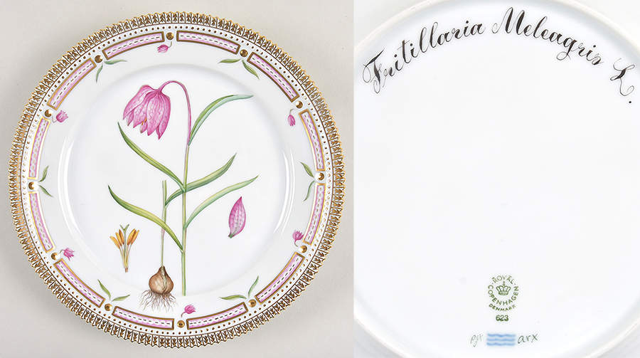 Flora Danica (1961 To Current) Luncheon Plate-Fritillaria meleagris L by Royal Copenhagen-1
