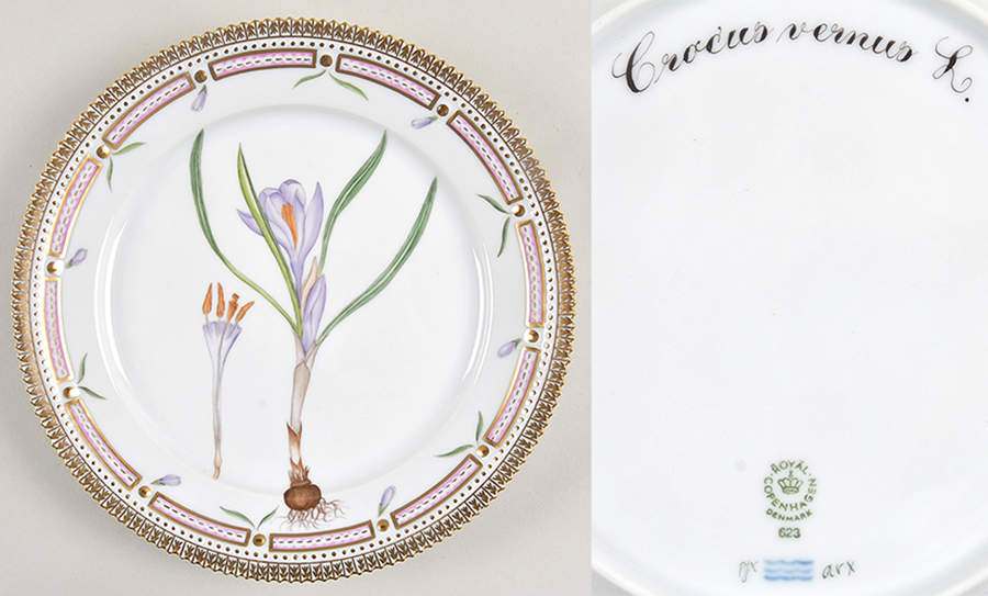 Flora Danica (1961 To Current) Luncheon Plate-Crocus vernus L by Royal Copenhagen-1
