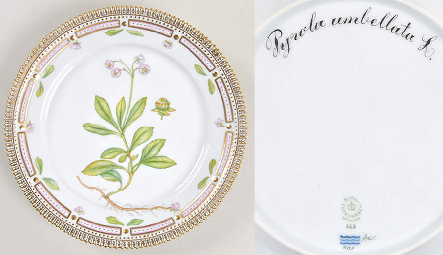 Flora Danica (1961 To Current) Luncheon Plate-Pyrola umbellata L by Royal Copenhagen-1