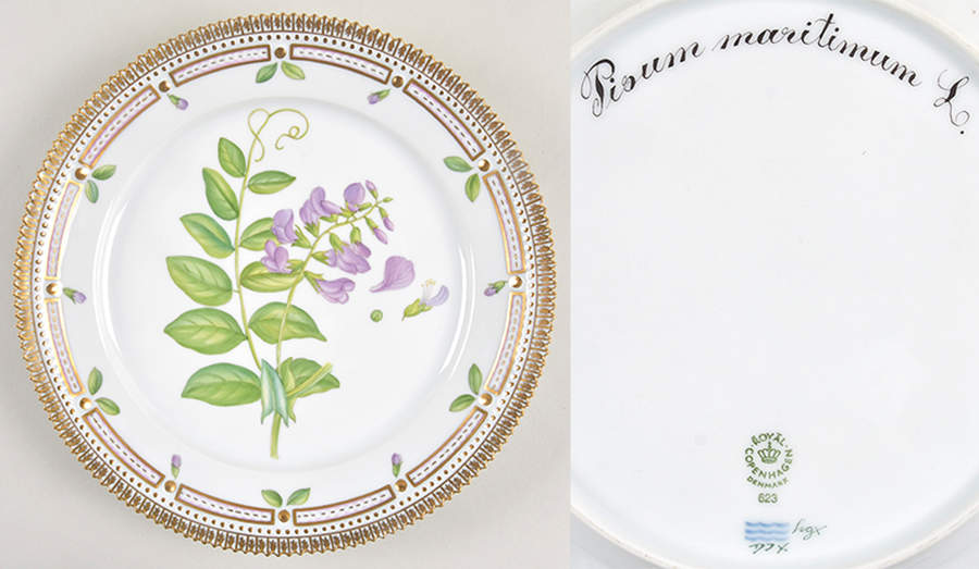 Flora Danica (1961 To Current) Luncheon Plate-Pisum maritimum L by Royal Copenhagen-1