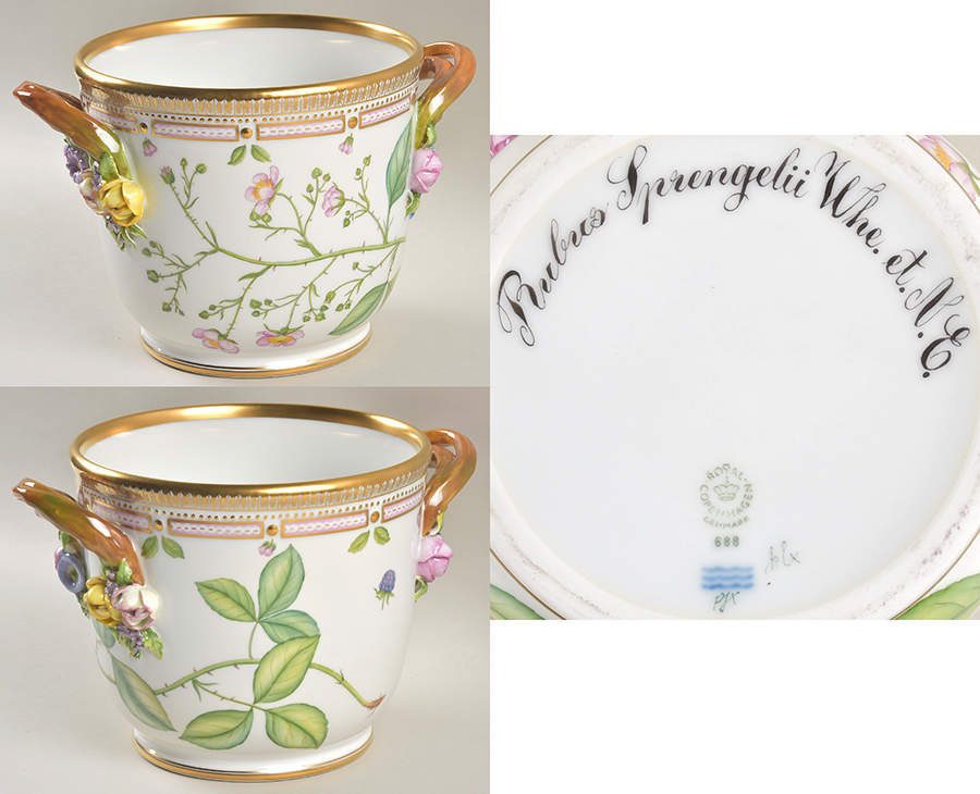 Flora Danica (1961 To Current) Large Round Wine Cooler/Cachepot-Rubus Sprengelii by Royal Copenhagen-1