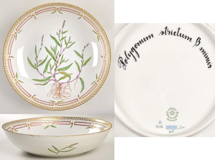 Flora Danica (1961 To Current) 10" Salad Serving Bowl-Polygonum strictum B minus by Royal Copenhagen-1