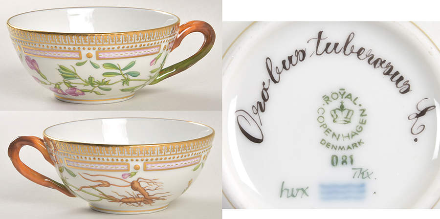 Flora Danica (1961 To Current) Flat Tea Cup & Saucer Set-Orobus tuberosus L. by Royal Copenhagen-1