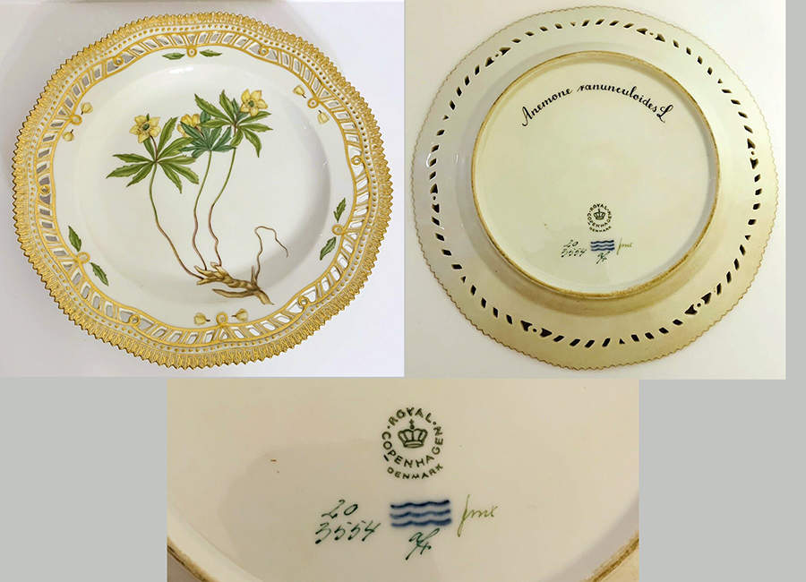 Flora Danica (1961 To Current) 9" Pierced Luncheon Plate/Fruit St-Anemone ranuncu by Royal Copenhagen-1